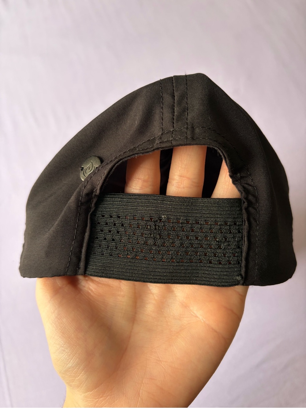 Black Ruched Elastic-Back Cap - Picture 2 of 5